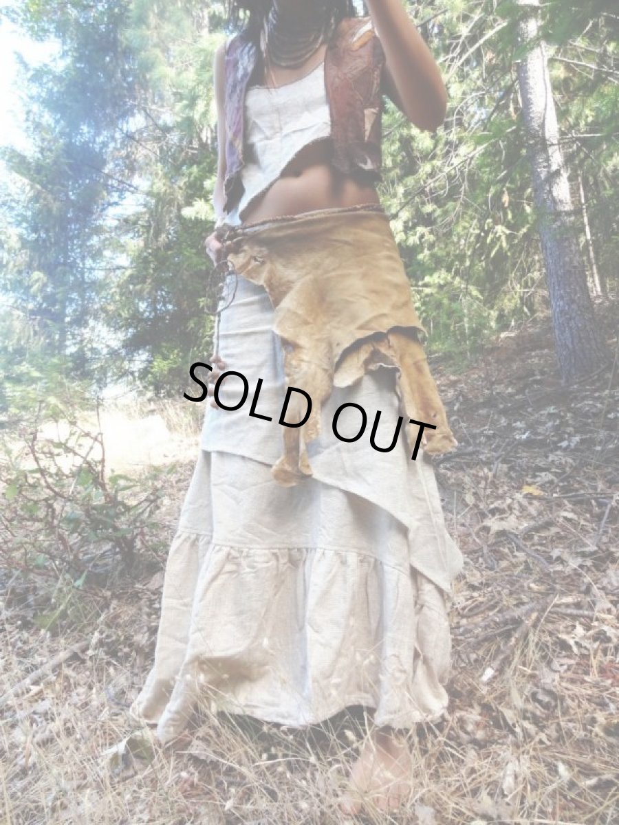 画像4: 地球に優しい手紡ぎ&手織りローシルクのアースカラーロングスカート*ピースシルク/ヴェジタリアンシルク*ヒッピー*ビーガン*ネイティブ (4)