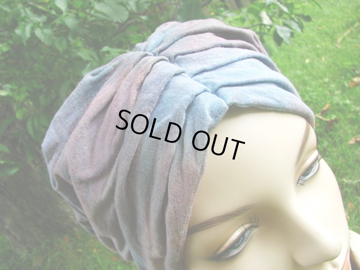 画像5: カナダの画家さん作オーガニックヘンプコットン手染めターバンハット*タイダイ*エシカルファッション (5)