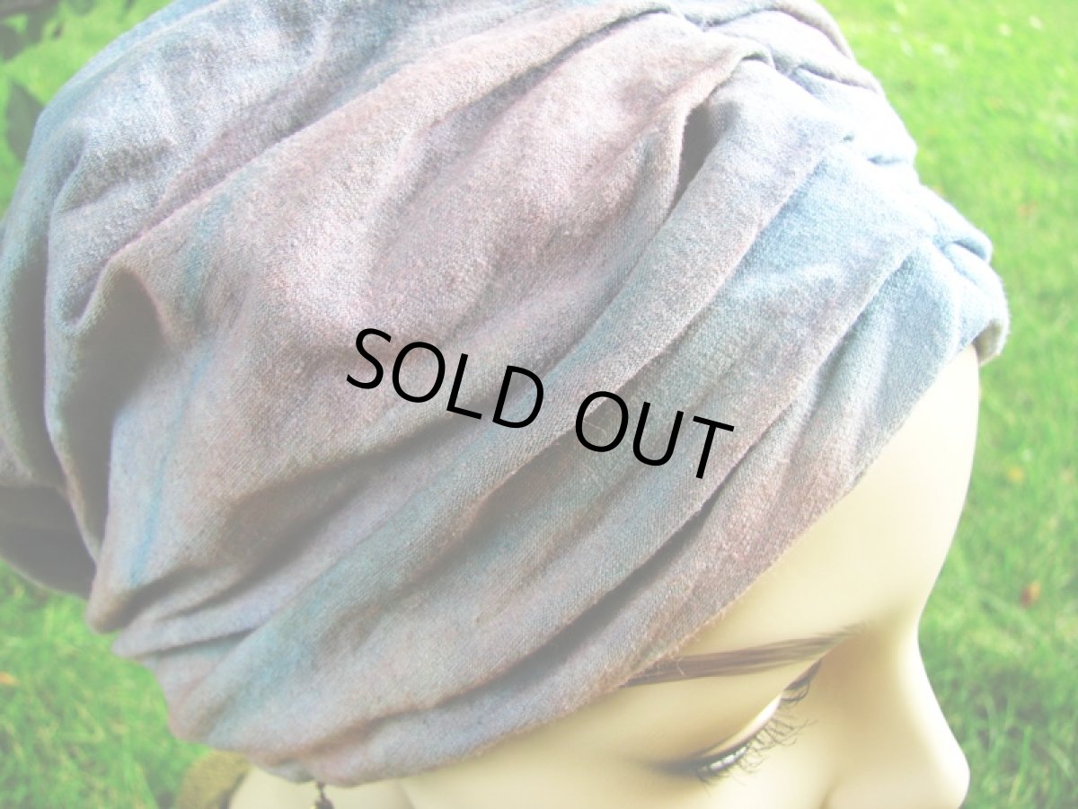 画像3: カナダの画家さん作オーガニックヘンプコットン手染めターバンハット*タイダイ*エシカルファッション (3)