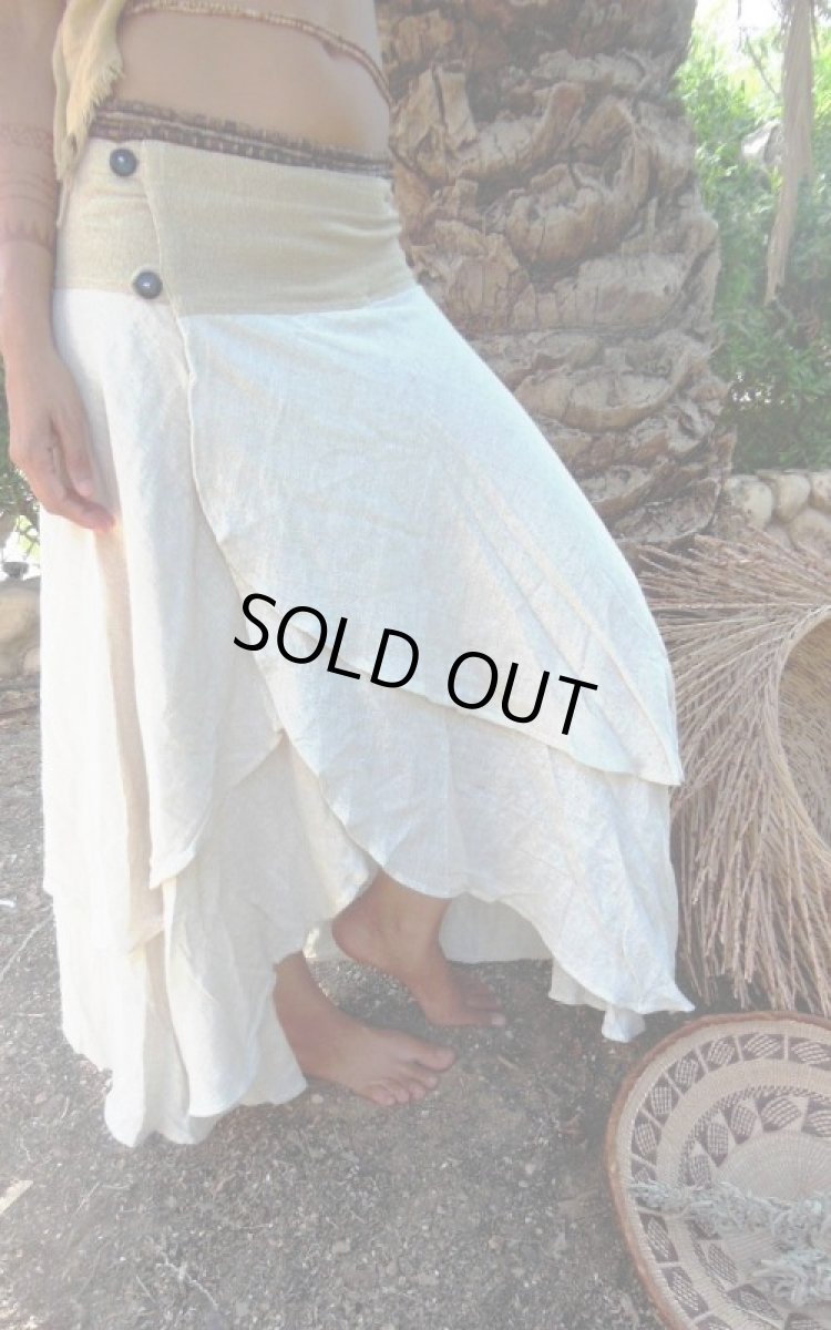 画像3: 日本より発送♪残り1枚!!ローシルク&手織りコットンのナチュラルhandmadeスカート*エスニック*ボヘミアン*ジプシー*ヒッピー (3)