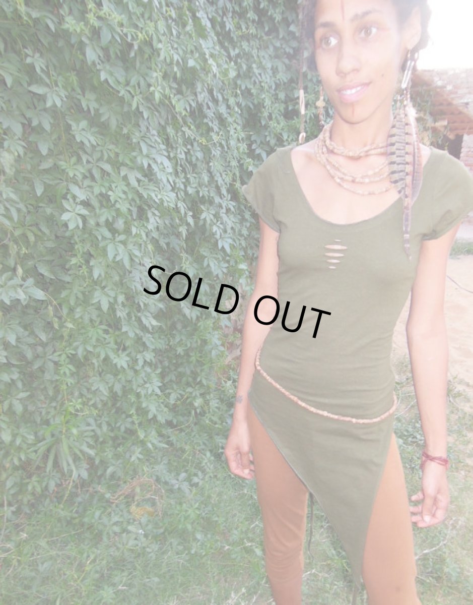 画像4: ライクラ素材カッティングワーク森の妖精ロングトップ*ヒッピー*旅人系*ボヘミアン (4)