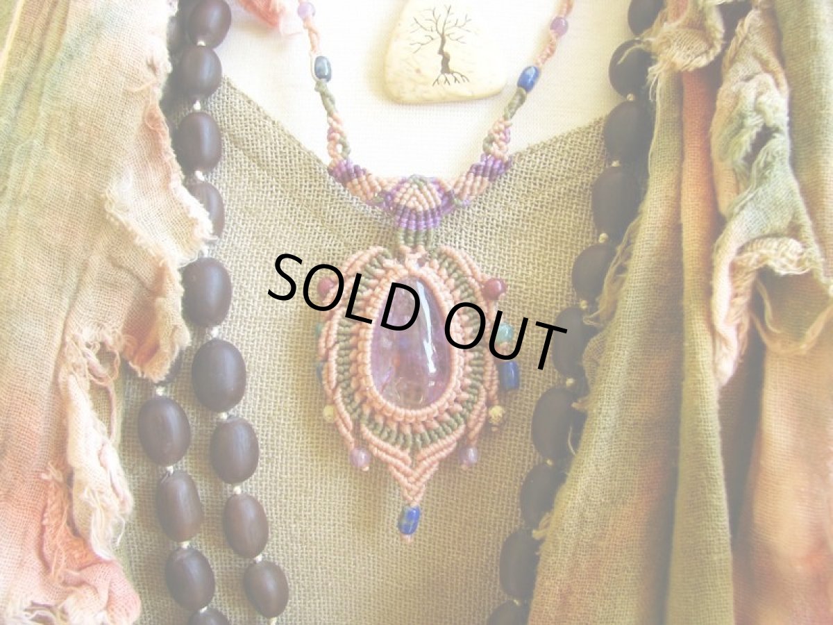 画像4: アメトリン&色々ストーンのマクラメ編みデザインネックレス*パワーストーン天然石 (4)