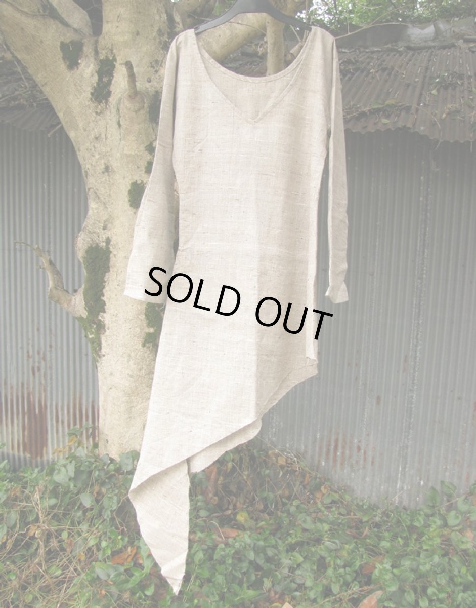 画像2: 日本より発送♪オーガニック&フェアトレード*手紡ぎ・手織りローシルク&カディコットンナチュラルワンピ*無農薬*エコファッション (2)