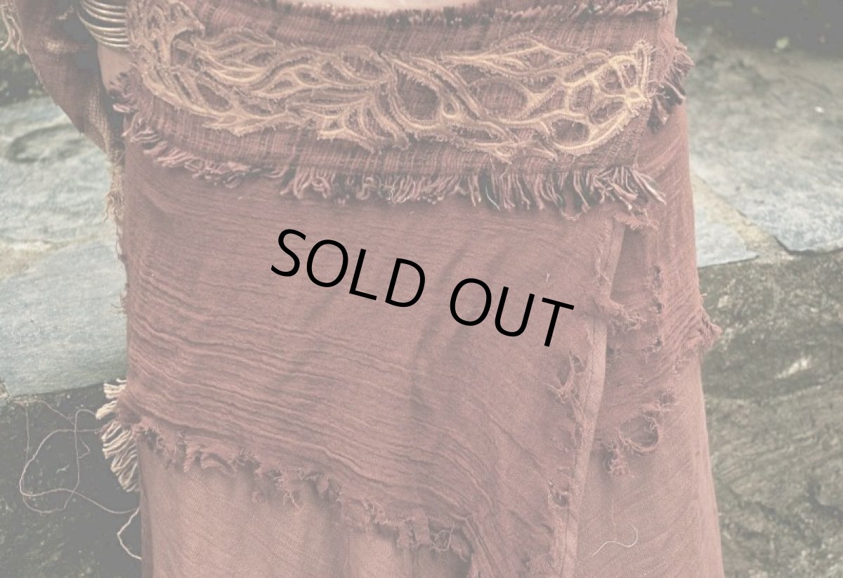 画像5: 日本より発送♪残り1枚のみ!!アースカラー手織りカディコットンhandmadeトライバル刺繍ラップスカート*フェアトレード*エコファッション (5)