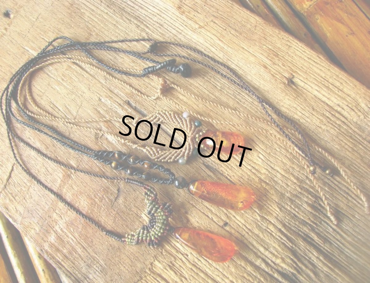 画像3: 日本より発送可能♪バルト海産アンバー/琥珀マクラメ編みネックレス*ヒッピー*ボヘミアン (3)