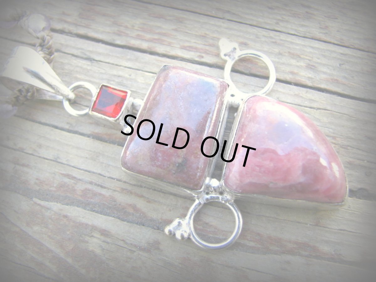 画像5: 1点物ビッグサイズ♪ネイティブアメリカン魔よけ石ロードナイト薔薇輝石のペンダントトップ*ヒーリング*パワーストーン (5)