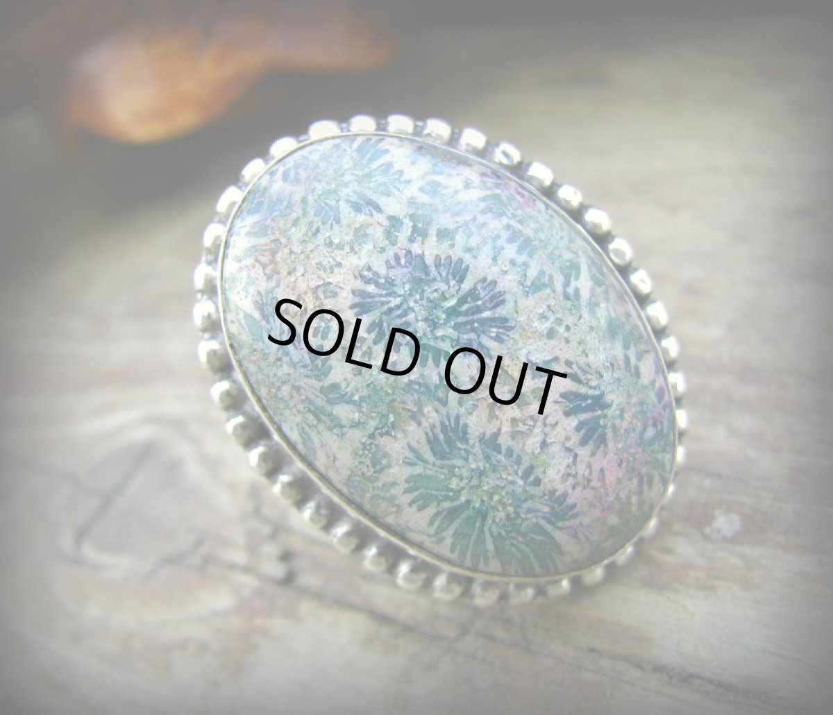 画像3: 絞り染め・和柄風フォシルコーラル指輪11号*ヒーリングストーン珊瑚サンゴ化石 (3)