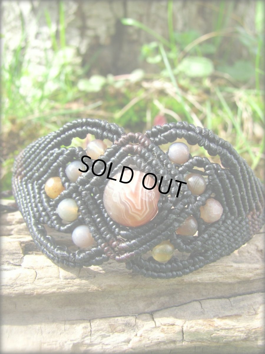 画像2: 日本より発送♪ボツワナ産アゲートのマクラメ編みブレスレット*天然石パワーストーン (2)