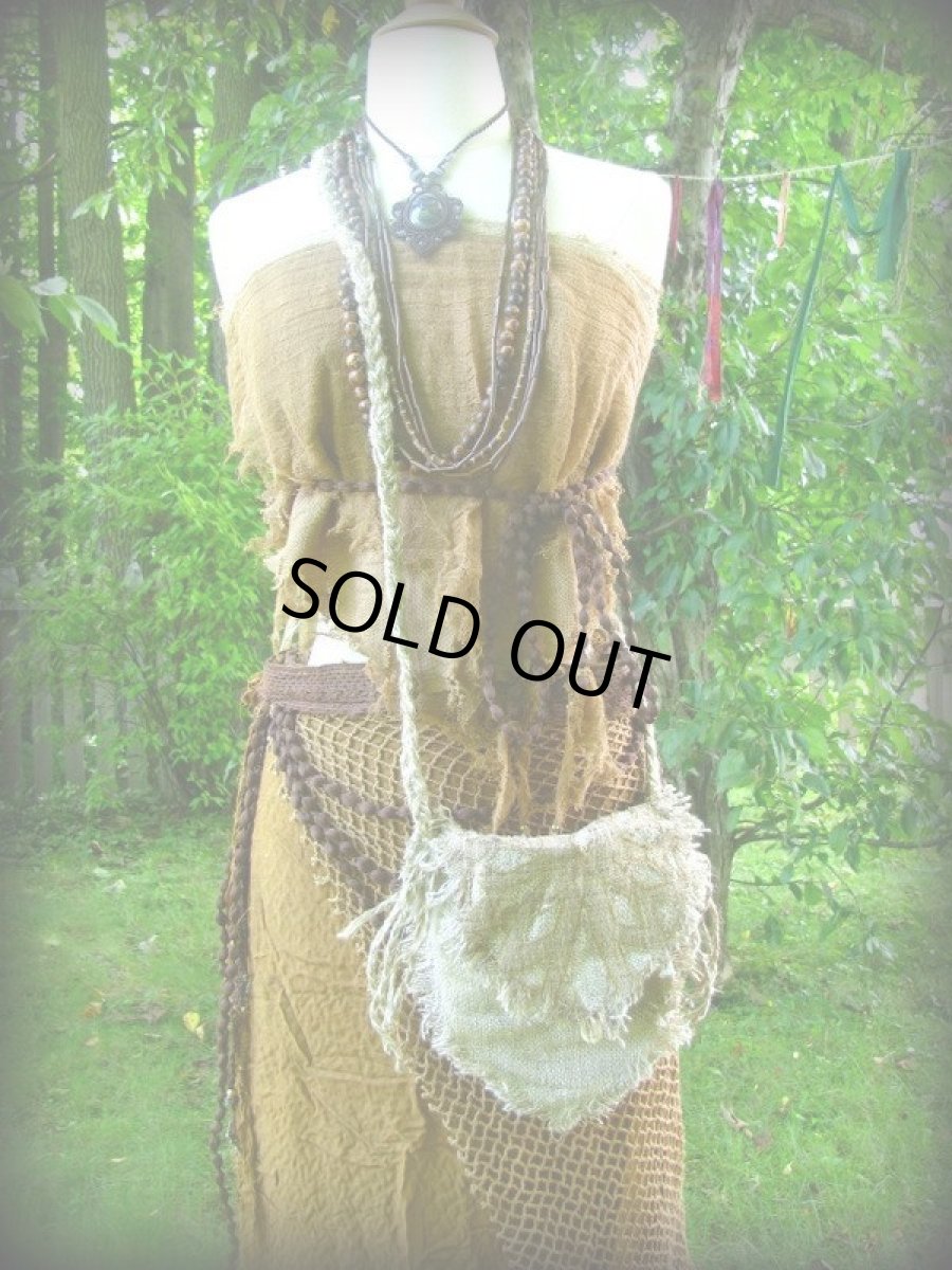 画像6: 1点のみ再入荷☆ヒップバッグにもなる地球に優しい手紡ぎ・手織りヘンプ&ローシルクのhandmade妖精バッグ/ウエストバック/ピクシーバック (6)