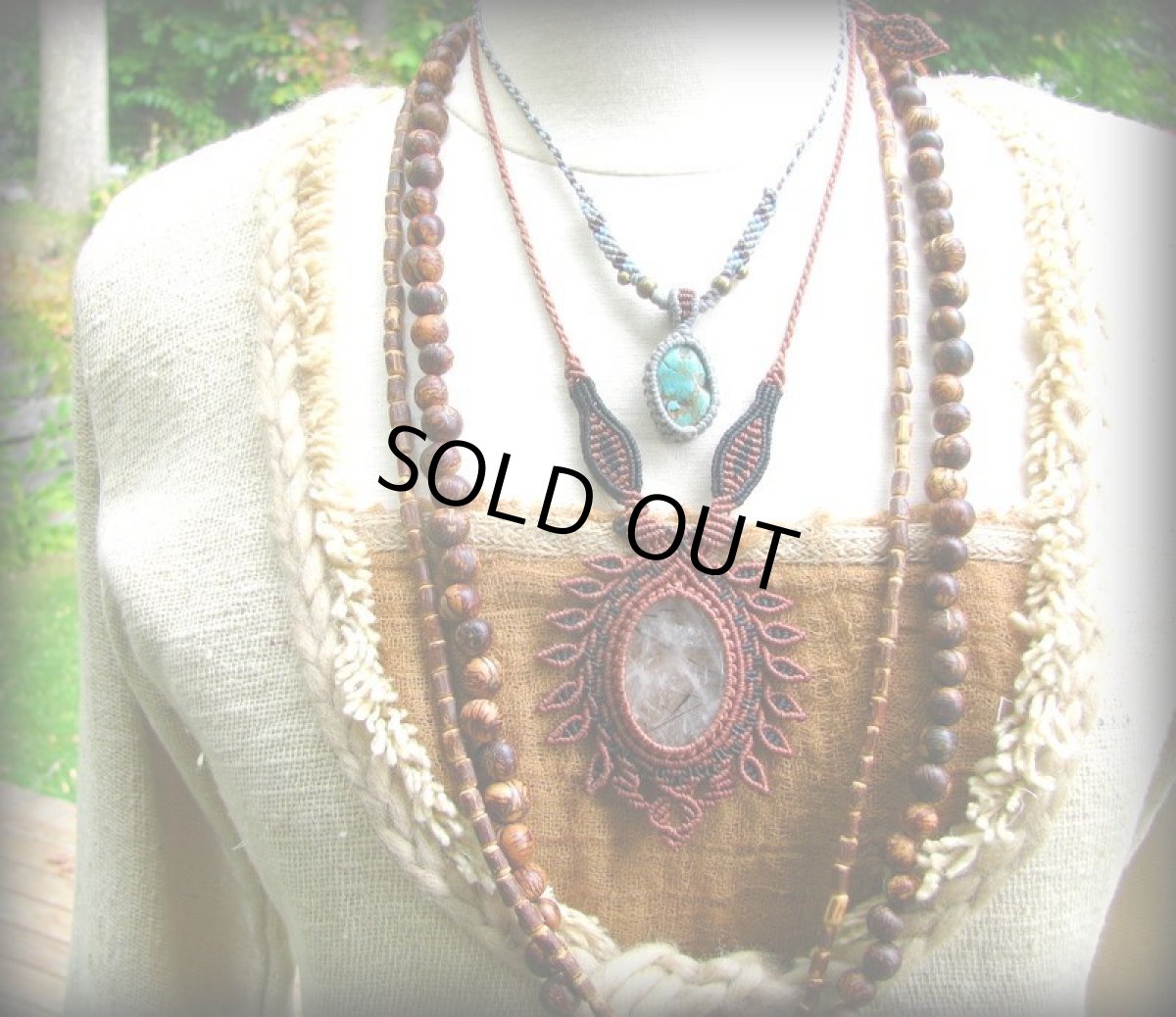 画像4: ネガティブな波動を除去するトルマリンインクォーツのマクラメ編みネックレス*水晶*ボヘミアン*ヒッピー (4)