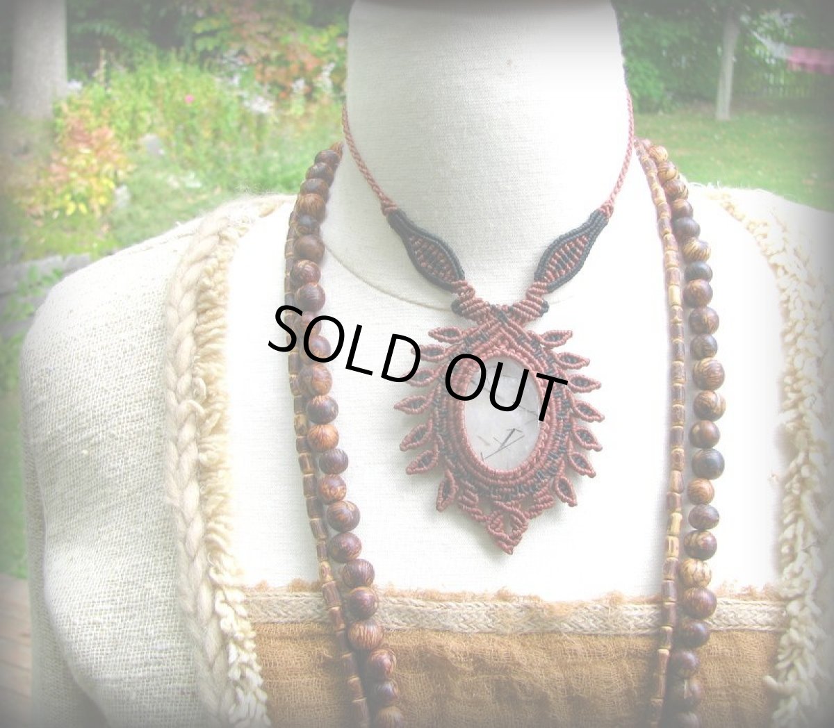 画像3: ネガティブな波動を除去するトルマリンインクォーツのマクラメ編みネックレス*水晶*ボヘミアン*ヒッピー (3)