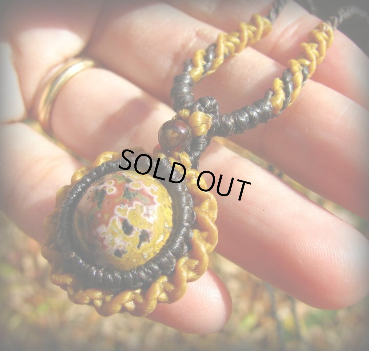 画像3: 和柄風模様が個性的★マダガスカル産オーシャンジャスパーのマクラメ編みネックレス*天然石*パワーストーン (3)