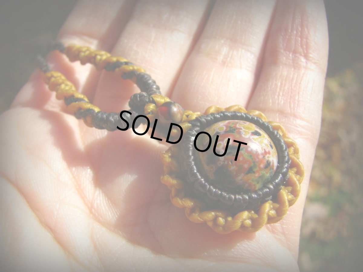 画像4: 和柄風模様が個性的★マダガスカル産オーシャンジャスパーのマクラメ編みネックレス*天然石*パワーストーン (4)