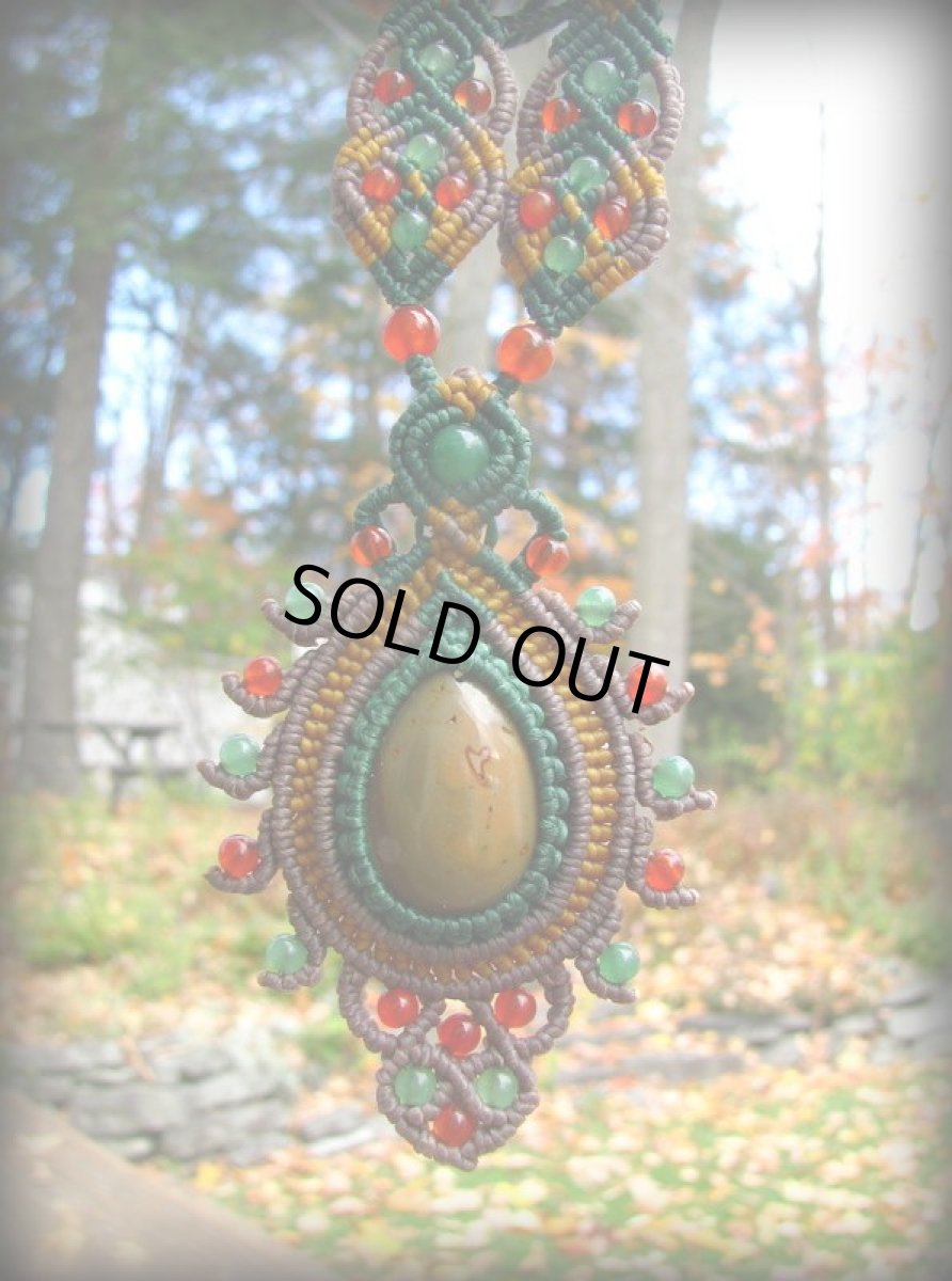 画像3: 日本より発送♪1点もの☆ピカソジャスパー&カーネリアン&アベンチュリンのデザインネックレス*パワーストーン天然石 (3)