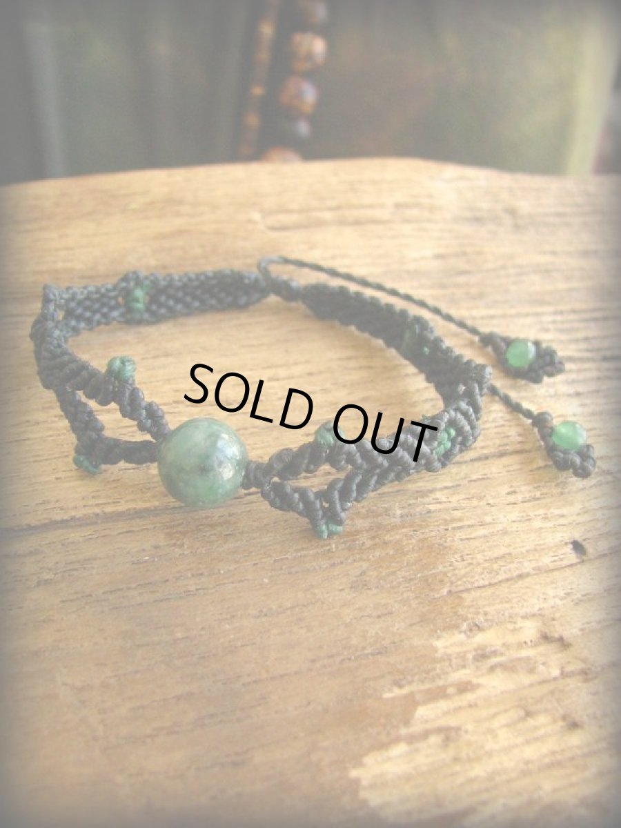 画像7: ジェイド/翡翠マクラメ編みブレスレット*天然石パワーストーン* (7)