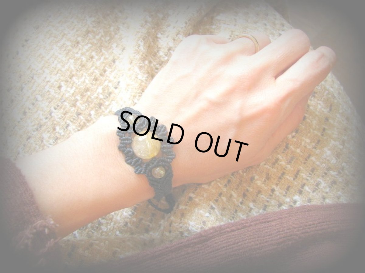 画像5: 仕事運・勝負運ＵＰの石*大粒ルチルクォーツのハンドメイド手編みブレスレット*マクラメ*パワーストーン (5)