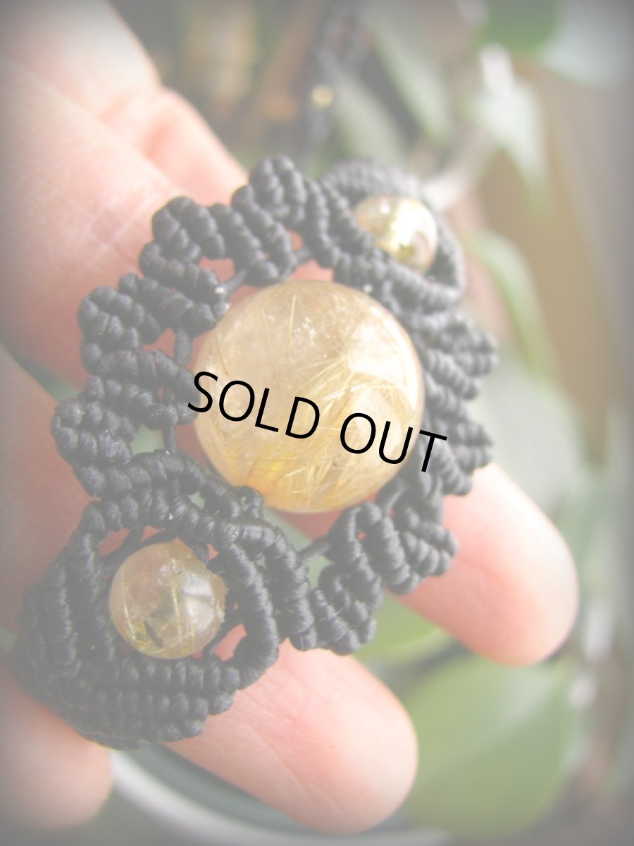 画像3: 仕事運・勝負運ＵＰの石*大粒ルチルクォーツのハンドメイド手編みブレスレット*マクラメ*パワーストーン (3)