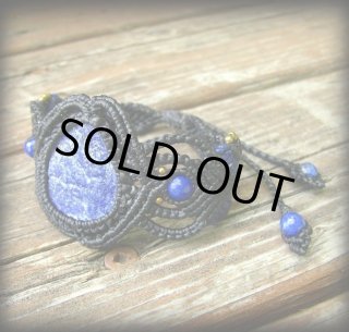 サメの歯の化石＆ターコイズのマクラメ編みネックレス