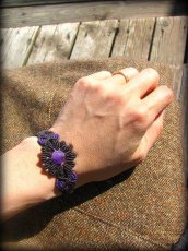 画像3: きらきらアメジストのハンドメイド手編みブレスレット*紫水晶*天然石*マクラメ (3)