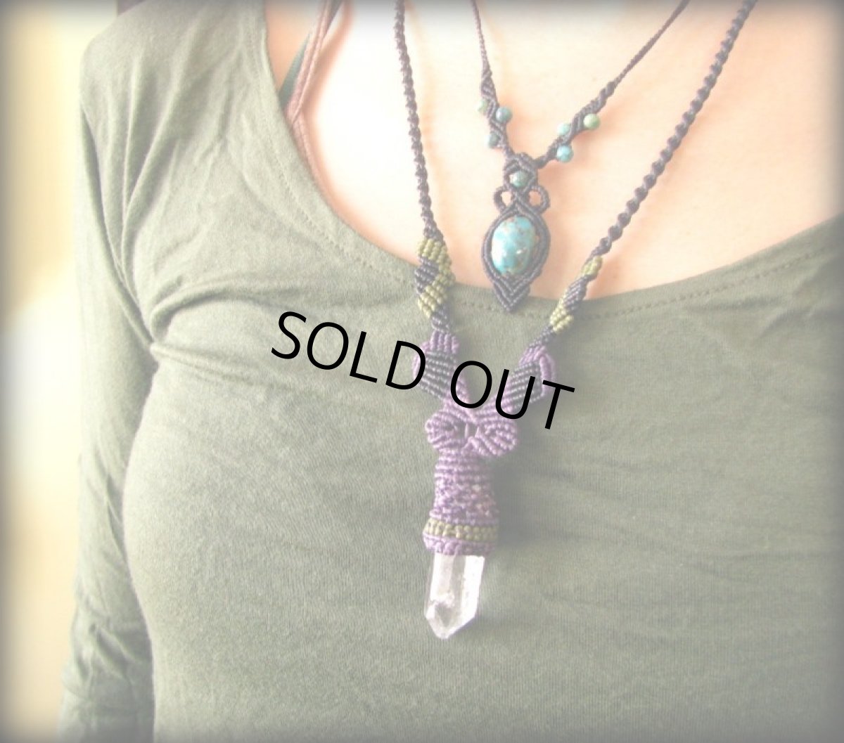 画像17: 浄化の石★クリスタルクォーツ水晶原石ポイントのマクラメ編みネックレス/クリアクォーツ*ヒマラヤクリスタル (17)