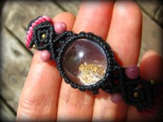 画像3: まんまるガーデンクォーツ&ロードナイトのマクラメ編みブレスレット*庭園水晶*パワーストーン天然石 (3)