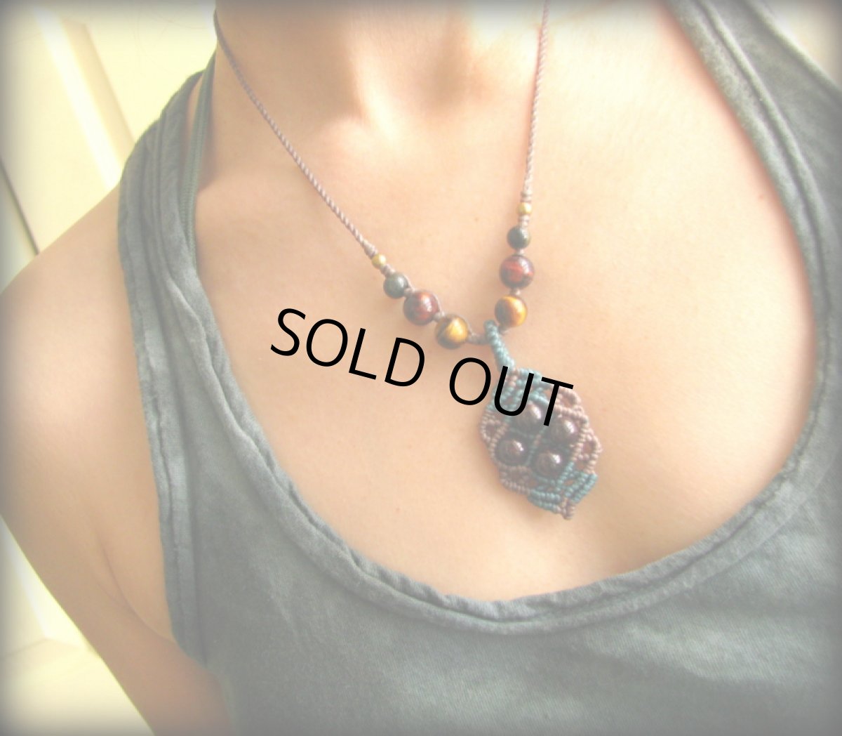 画像11: レッドガーネット&レッドタイガーアイのマクラメ編みネックレス*パワーストーン天然石 (11)