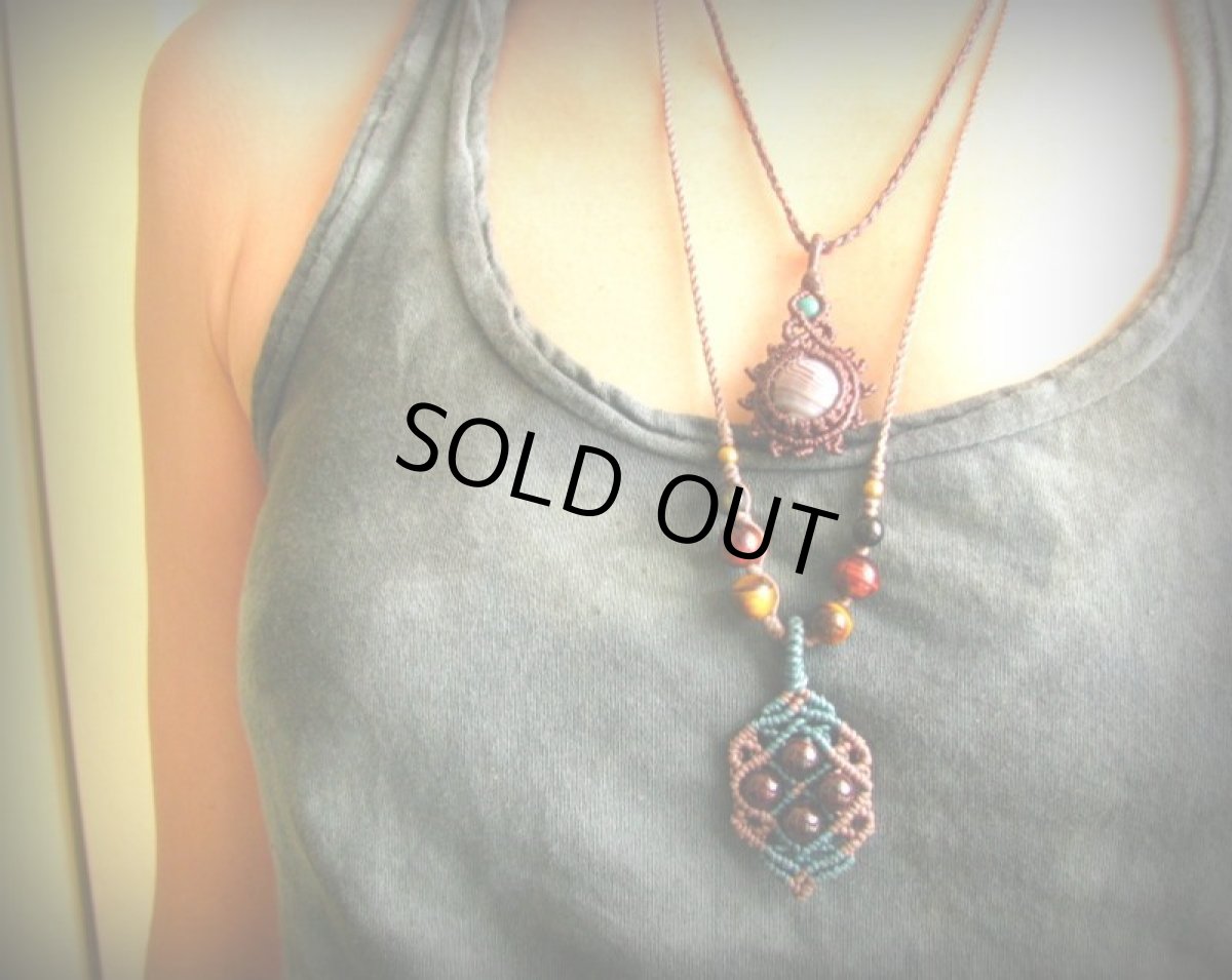 画像13: レッドガーネット&レッドタイガーアイのマクラメ編みネックレス*パワーストーン天然石 (13)