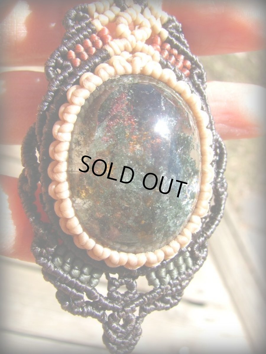 画像20: 大きなガーデンクォーツ＆タイガーアイのマクラメ編みネックレス*庭園水晶*天然石*パワーストーン (20)