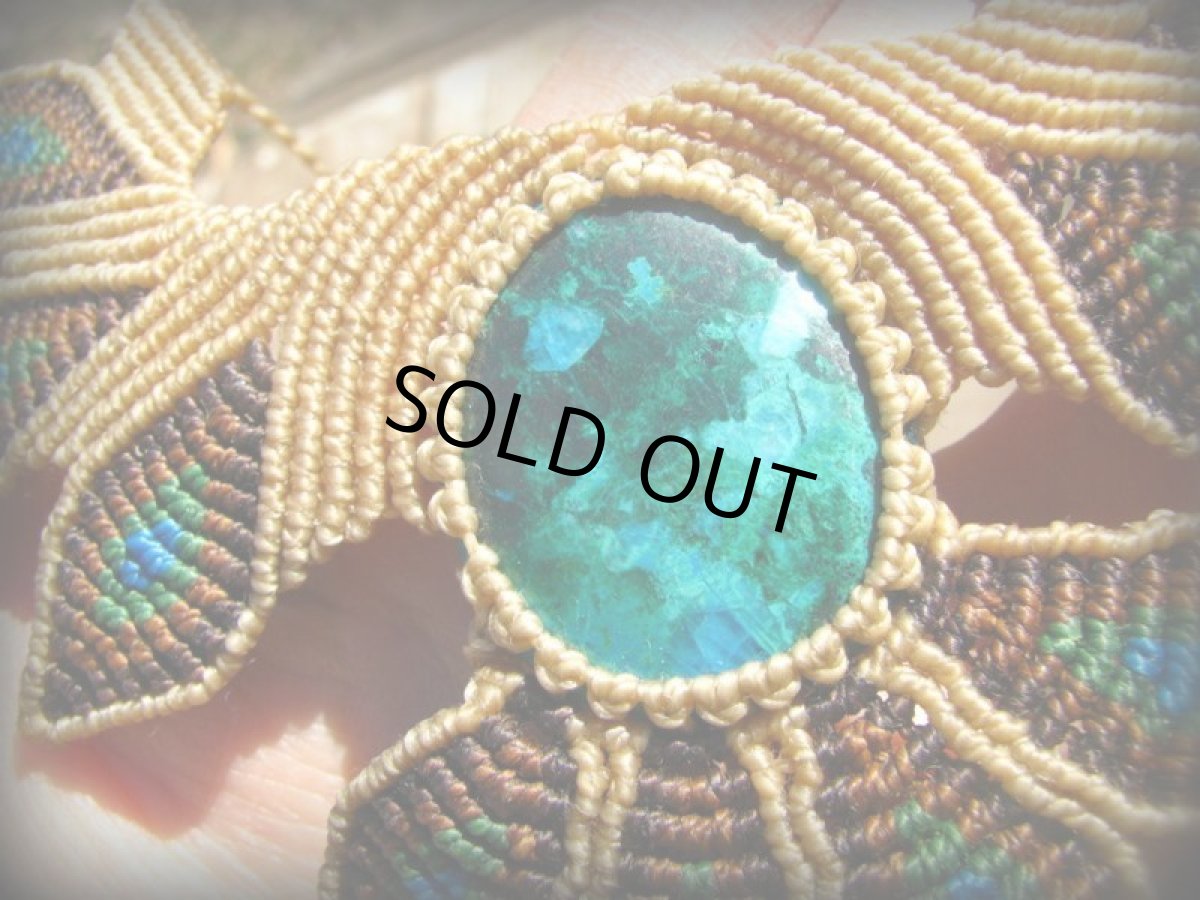 画像7: 青い地球色ペルー産クリソコラのマクラメ編みデザインネックレス/クリソコーラ*パワーストーン (7)