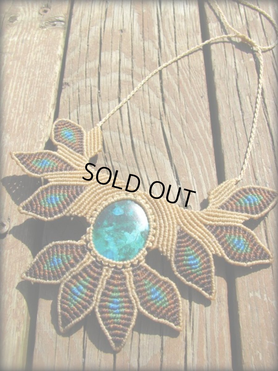 画像11: 青い地球色ペルー産クリソコラのマクラメ編みデザインネックレス/クリソコーラ*パワーストーン (11)