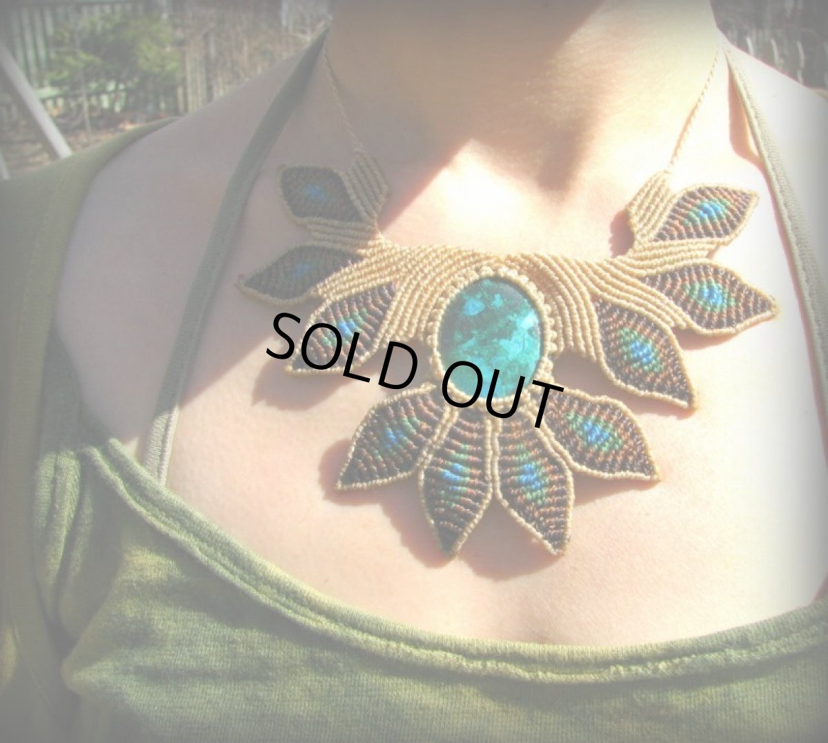 画像3: 青い地球色ペルー産クリソコラのマクラメ編みデザインネックレス/クリソコーラ*パワーストーン (3)