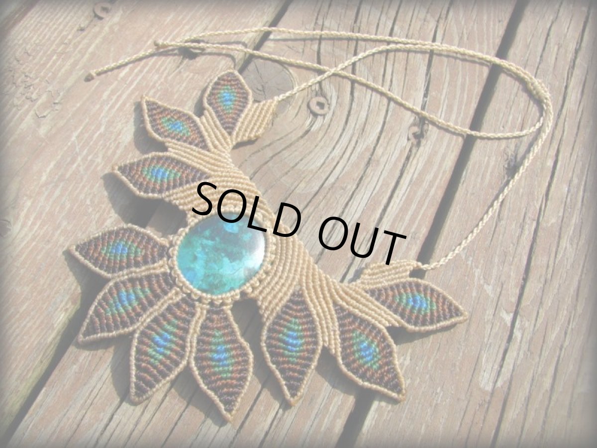 画像8: 青い地球色ペルー産クリソコラのマクラメ編みデザインネックレス/クリソコーラ*パワーストーン (8)