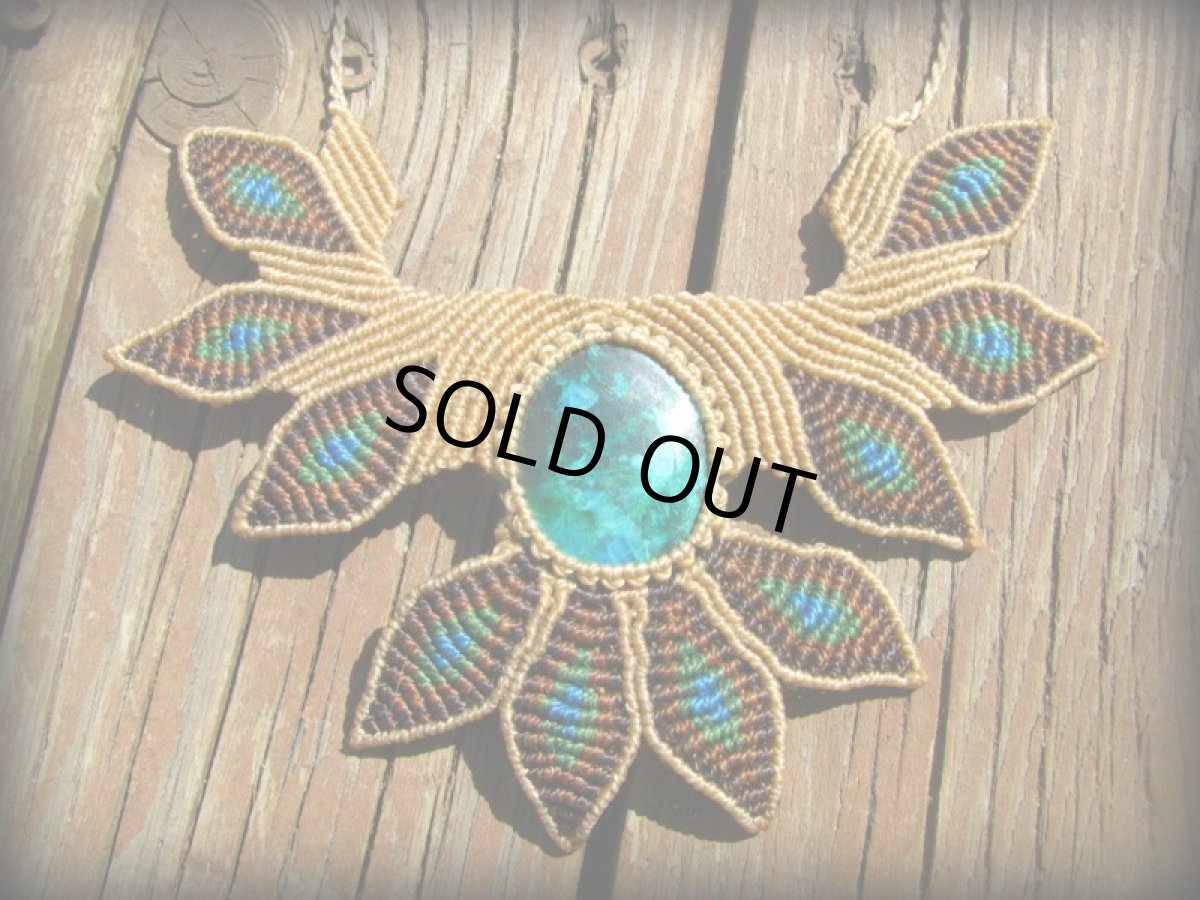 画像2: 青い地球色ペルー産クリソコラのマクラメ編みデザインネックレス/クリソコーラ*パワーストーン (2)