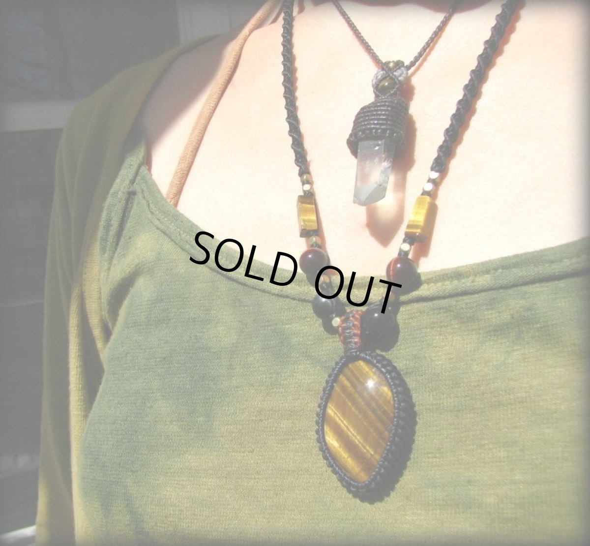 画像12: 自己実現の石★全長4cm大ぶりタイガーアイ虎眼石のマクラメ編みネックレス*パワーストーン*天然石 (12)