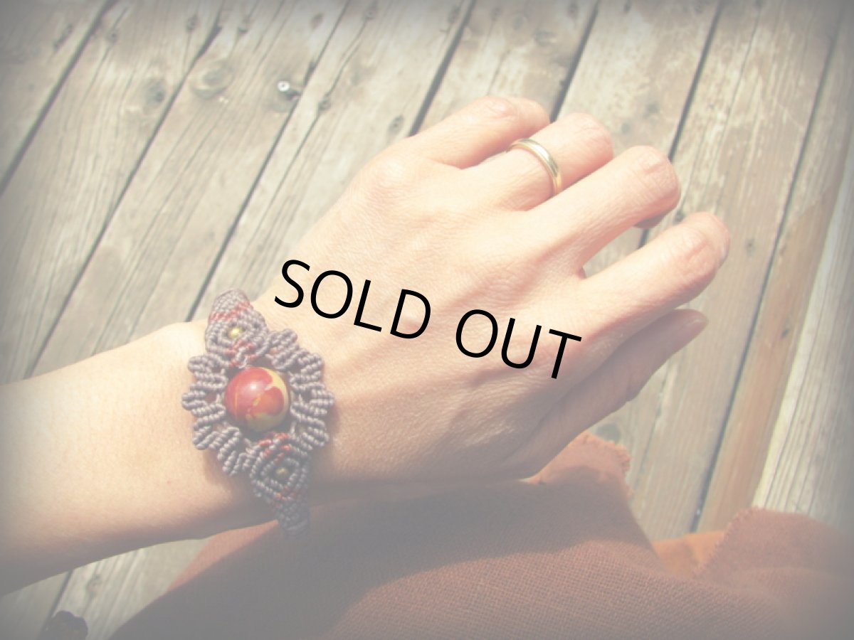 画像5: オーストラリア産 大粒ムーカイトのマクラメ編みブレスレット/バングル*ハンドメイド*パワーストーン (5)