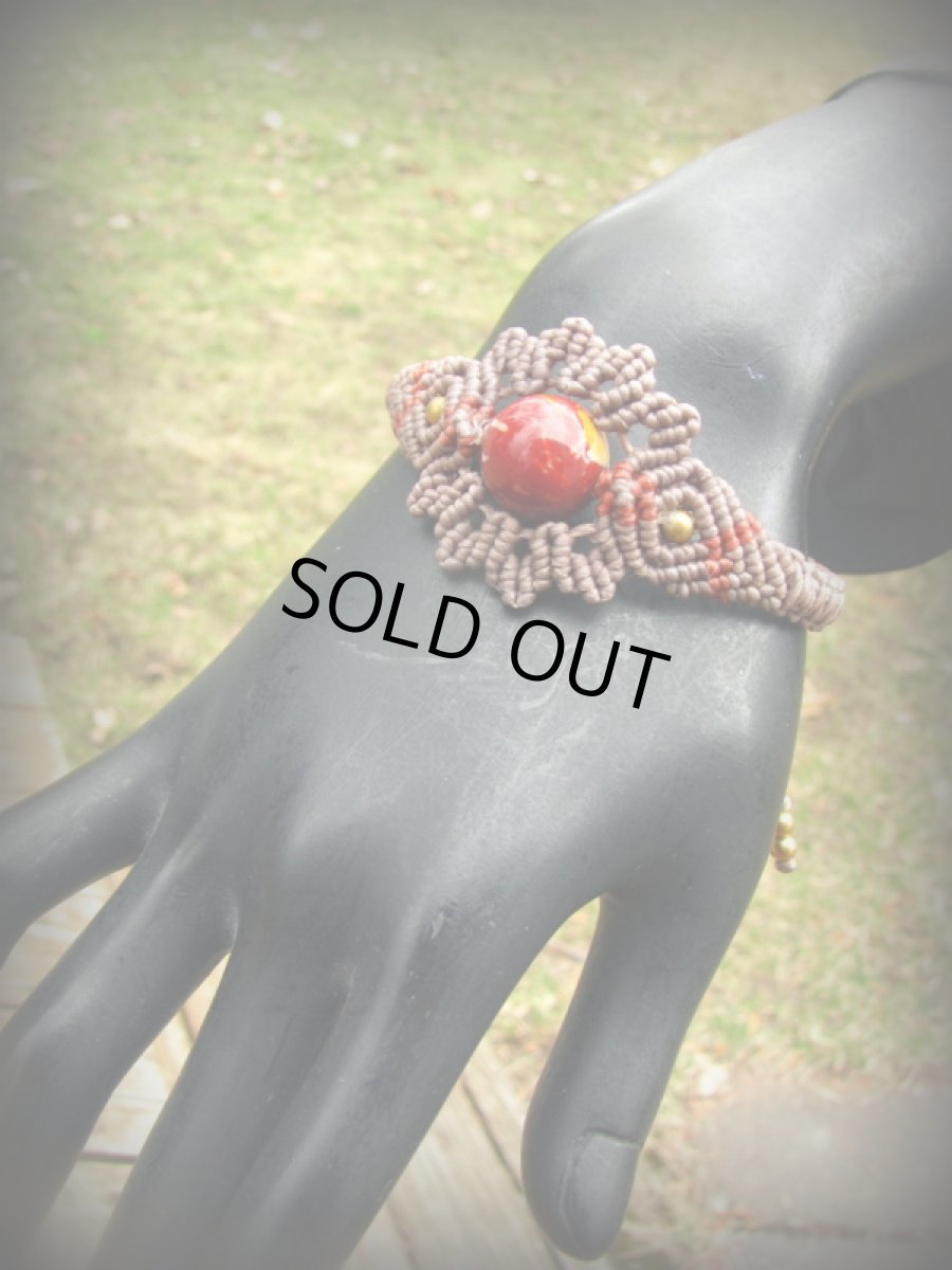 画像13: オーストラリア産 大粒ムーカイトのマクラメ編みブレスレット/バングル*ハンドメイド*パワーストーン (13)