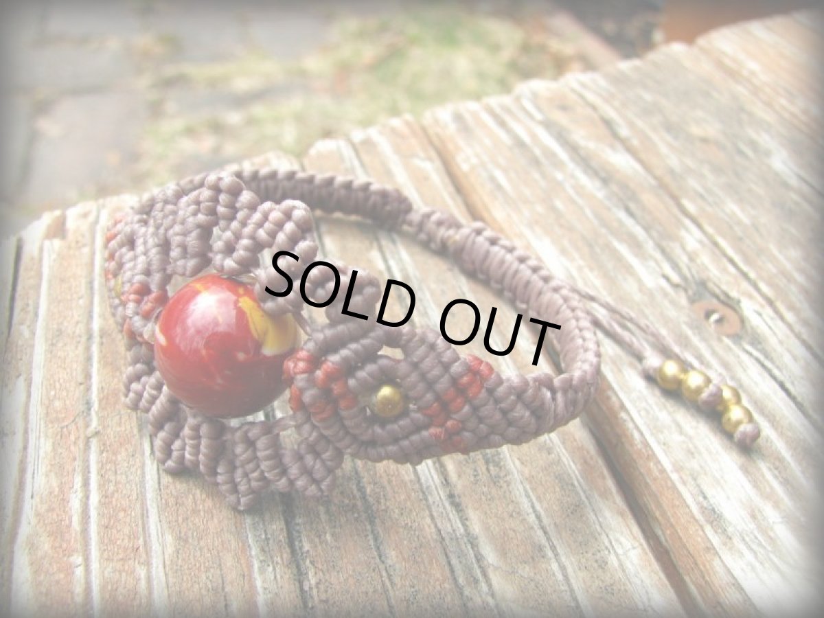 画像3: オーストラリア産 大粒ムーカイトのマクラメ編みブレスレット/バングル*ハンドメイド*パワーストーン (3)