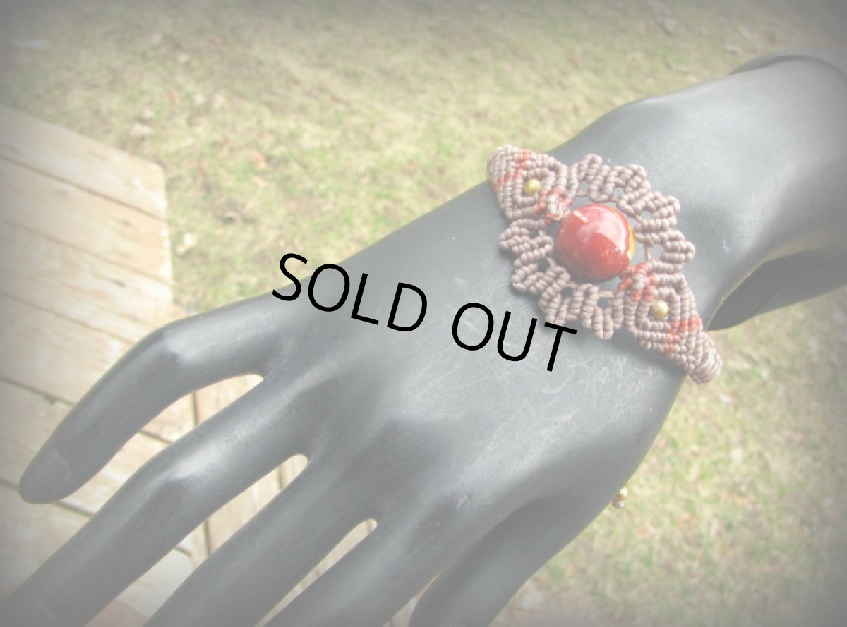 画像14: オーストラリア産 大粒ムーカイトのマクラメ編みブレスレット/バングル*ハンドメイド*パワーストーン (14)