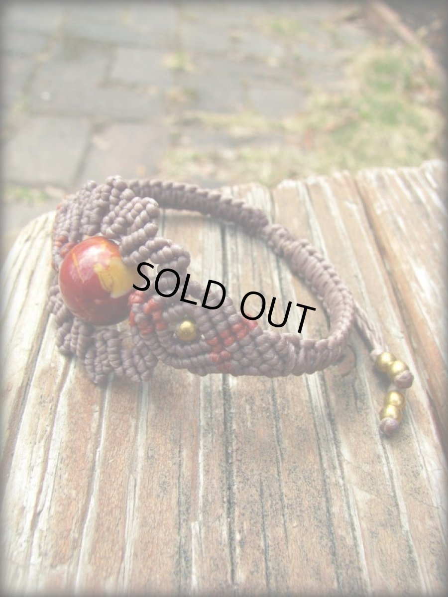 画像2: オーストラリア産 大粒ムーカイトのマクラメ編みブレスレット/バングル*ハンドメイド*パワーストーン (2)