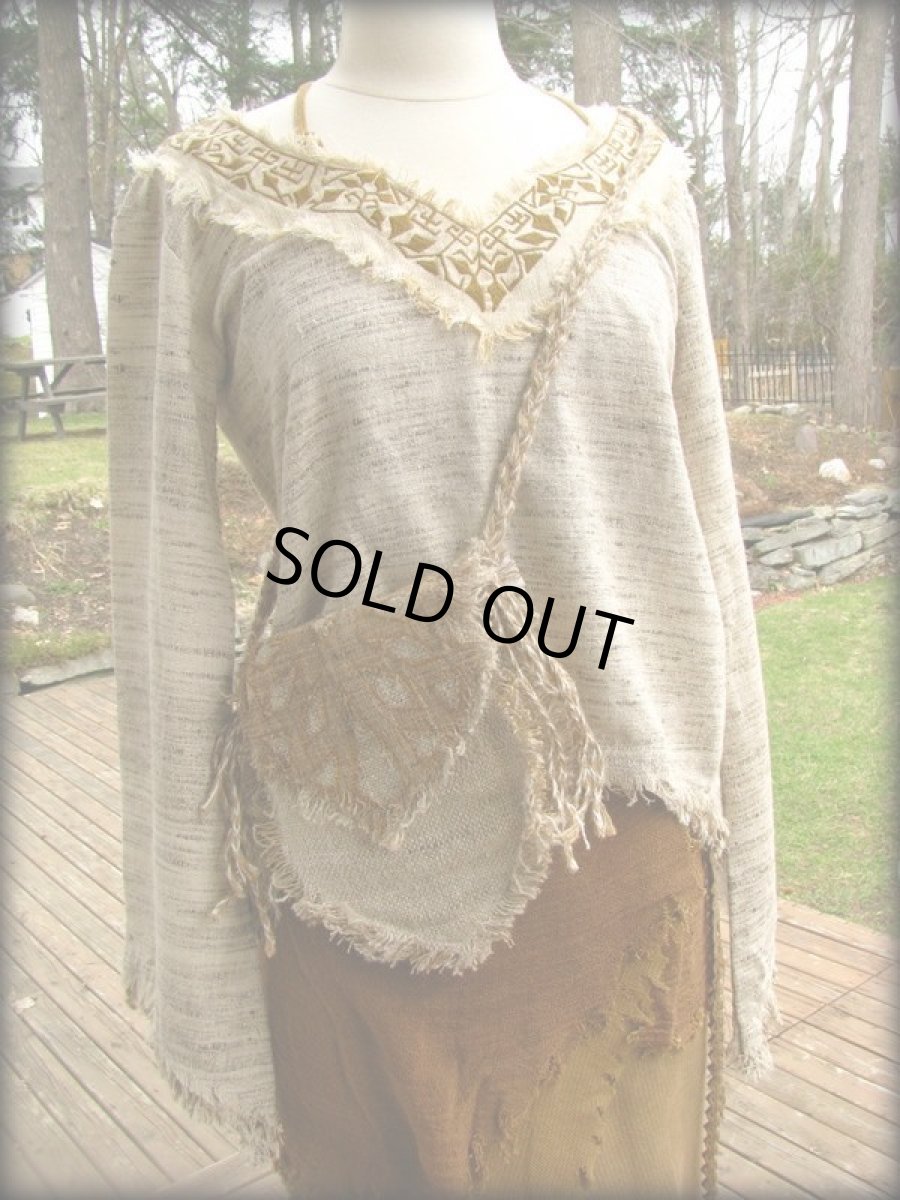 画像8: 1点のみ再入荷☆ヒップバッグにもなる地球に優しい手紡ぎ・手織りヘンプ&ローシルクのhandmade妖精バッグ/ウエストバック/ピクシーバック (8)