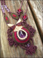 画像1: アメジストのハンドメイド手編みネックレス*紫水晶*アメシスト*天然石*マクラメ (1)