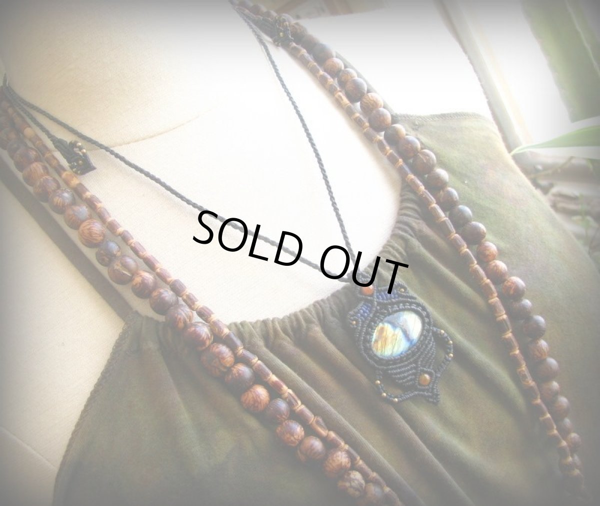 画像16: オーロラ色★夢の実現をサポートするラブラドライト＆カーネリアンのハンドメイド手編みネックレス*マクラメ*天然石 (16)