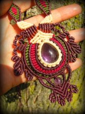 画像7: アメジストのハンドメイド手編みネックレス*紫水晶*アメシスト*天然石*マクラメ (7)