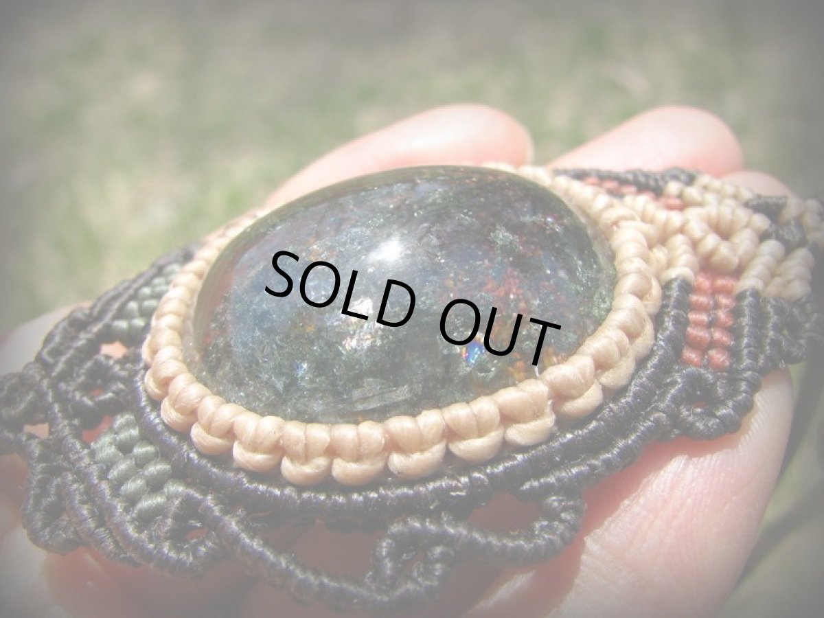 画像9: 大きなガーデンクォーツ＆タイガーアイのマクラメ編みネックレス*庭園水晶*天然石*パワーストーン (9)