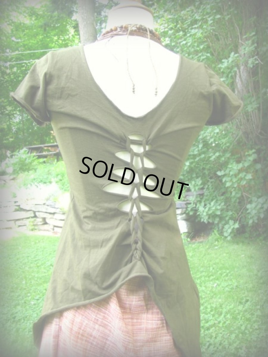 画像2: ライクラ素材カッティングワーク森の妖精ロングトップ*ヒッピー*旅人系*ボヘミアン (2)