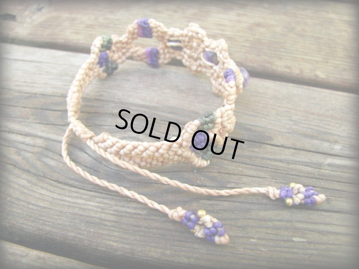 画像15: 癒しの天然石チャロアイトのマクラメ編みブレスレット*アメシスト*紫水晶*パワーストーン (15)