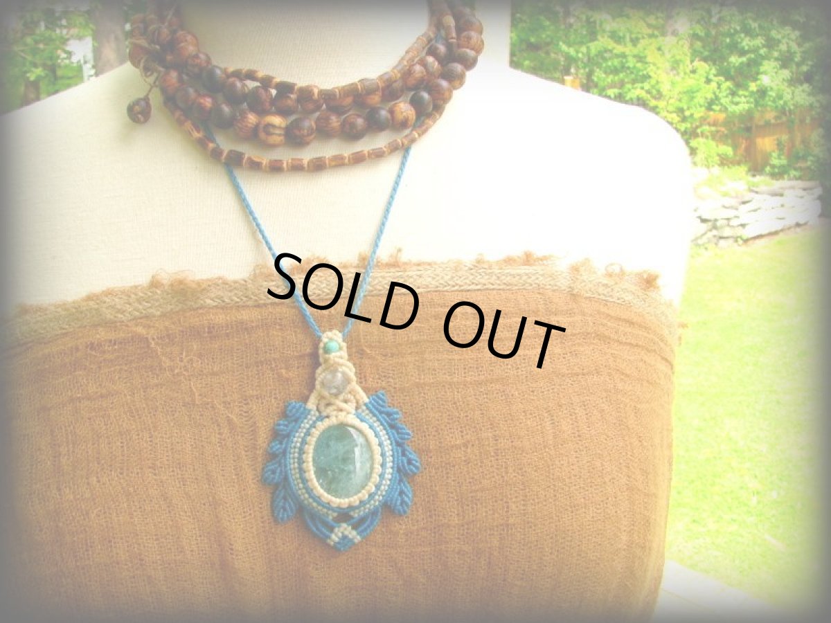 画像13: キラキラ虹入り☆大ぶりアクアマリン&ターコイズ&トルマリンインクォーツのネックレス*マクラメ*天然石*パワーストーン (13)