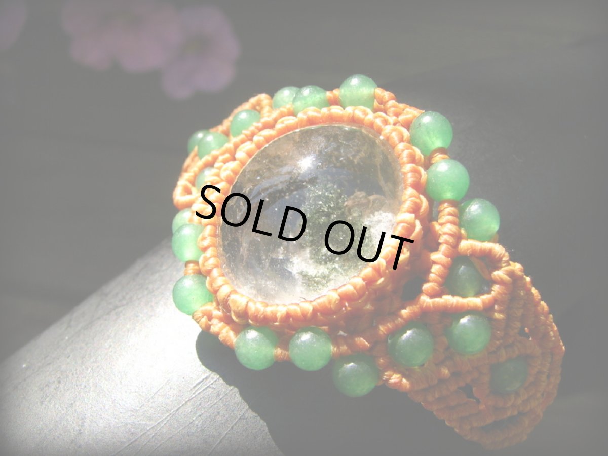 画像18: ガーデンクォーツ＆グリーンアベンチュリンのマクラメ編みブレスレット*庭園水晶*クローライト (18)