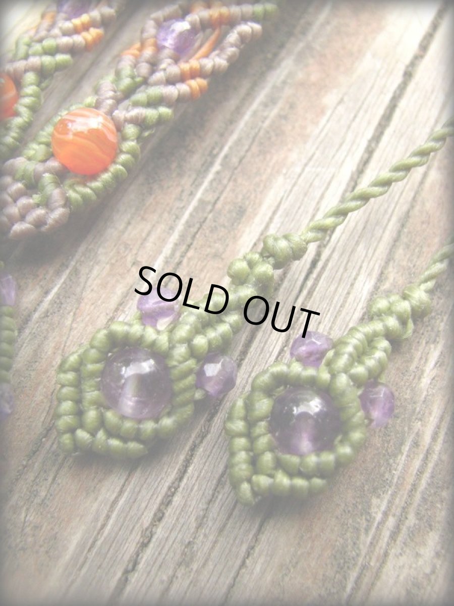 画像8: 1点物★ブルームーンストーン＆レッドアゲート＆アメジストのマクラメ編みネックレス/ペンダント*ハンドメイド*天然石*パワーストーン (8)