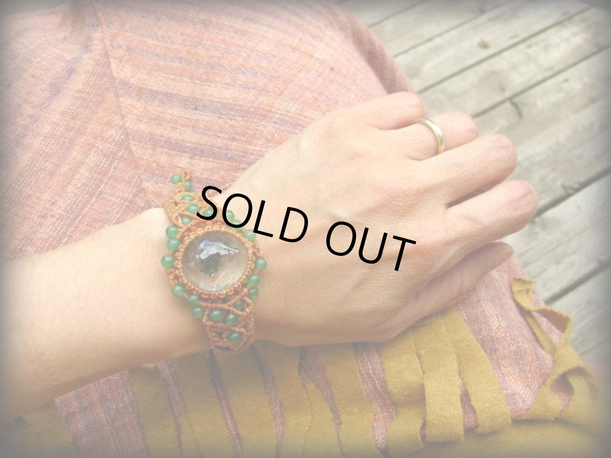 画像17: ガーデンクォーツ＆グリーンアベンチュリンのマクラメ編みブレスレット*庭園水晶*クローライト (17)